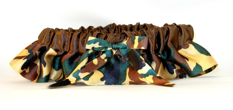 Gold Camo Satin Garter